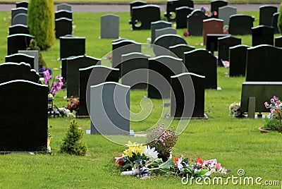 Flowers in cemetery Stock Photo