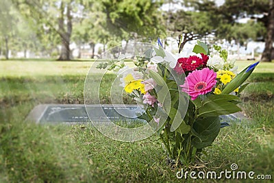 Flowers in Cemetery Stock Photo