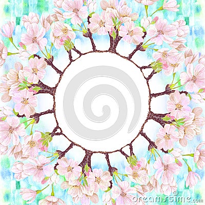 Flowers of cherry tree. Abstract wallpaper with floral motifs. Wallpaper. Stock Photo