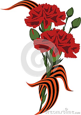 Flowers with a commemorative ribbon Vector Illustration