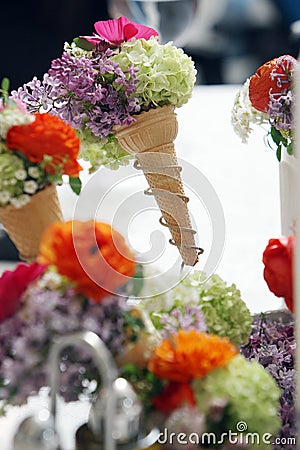 Flowers in cornets Stock Photo