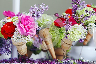 Flowers in cornets Stock Photo