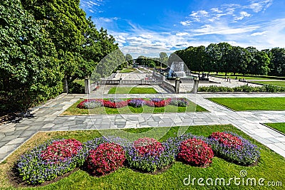 Flowers decorating the gardens of Frogner Park in Norway, Oslo Editorial Stock Photo