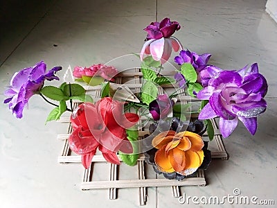 Flowers for decoration flower bunch artificial cloth flower Stock Photo