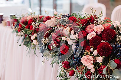 Flowers decoration for weddind table of newlyweds Stock Photo