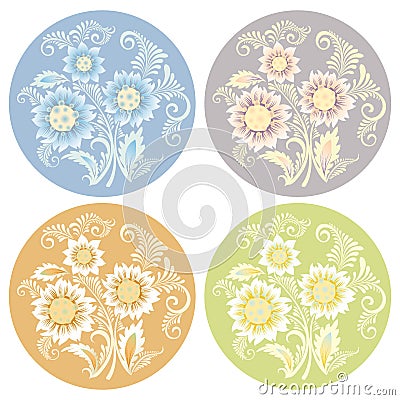 Flowers in decorative style Vector Illustration