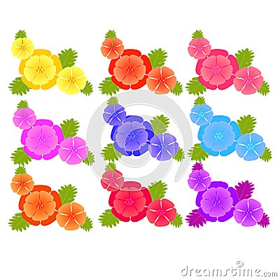 Flowers in different colors buttercups scrapbook Stock Photo