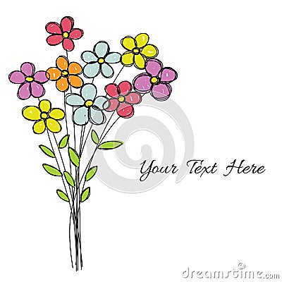 Flowers doodle bouquet with your text here vector Stock Photo