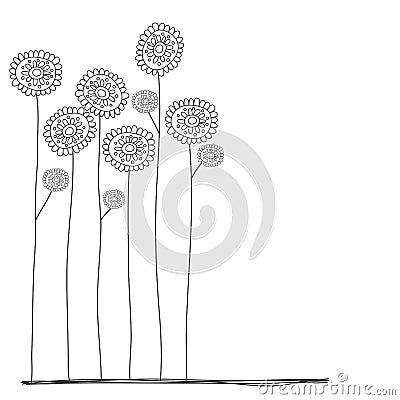 Flowers doodle hand drawn cute style vector Vector Illustration