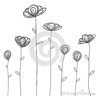 Flowers doodle sketch isolated vector Vector Illustration