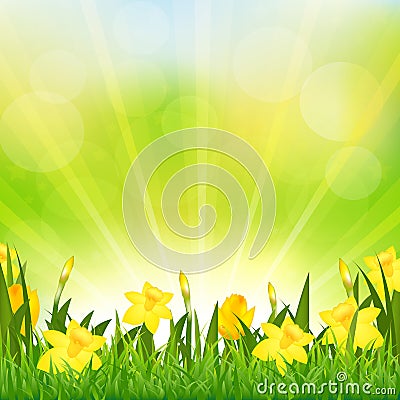 Flowers Easter Background Vector Illustration