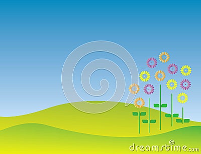 Flowers on field Vector Illustration