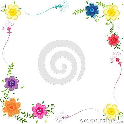 Flowers frame colorful Vector Illustration