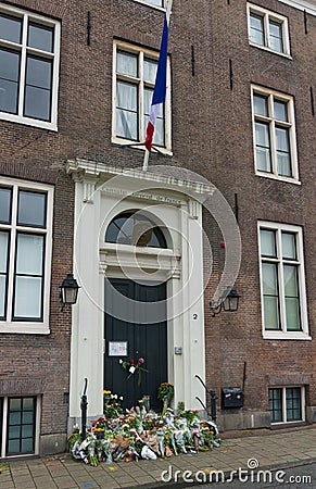 Flowers at french consulate Editorial Stock Photo