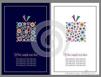 Flowers gift greeting cards Vector Illustration