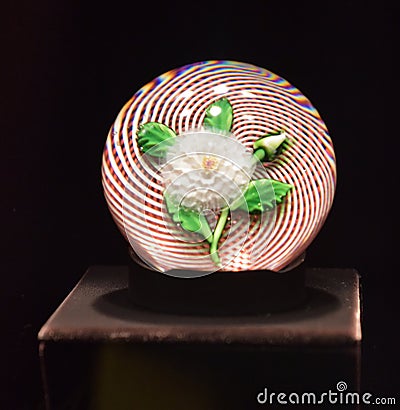 Flowers in a glass bowl, Corning Museum of Glass Editorial Stock Photo