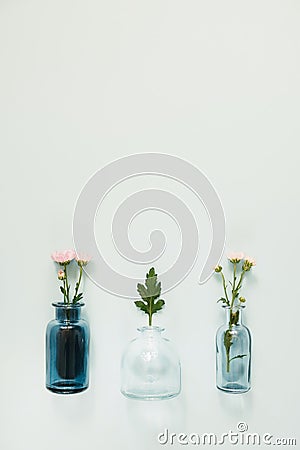 Flowers in glass vases Stock Photo