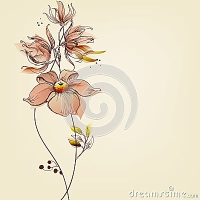 Flowers greeting card Vector Illustration