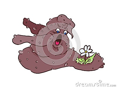 Flowers grown to fertilize doodle drawing Stock Photo