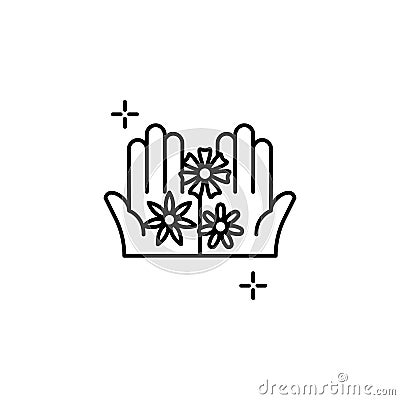 Flowers hands care spa icon. Element of spa thin line icon Stock Photo