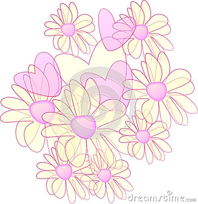 Flowers and hearts Vector Illustration