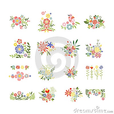 Flowers Icon Set in Trendy Flat Style Vector Illustration