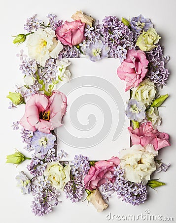 Flowers and invitation card Stock Photo