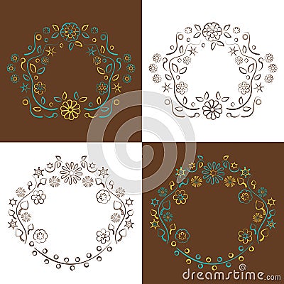 Flowers and leaves ornamental background, vector illustration Cartoon Illustration