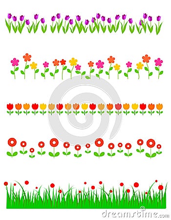 Flowers Line / divider Vector Illustration