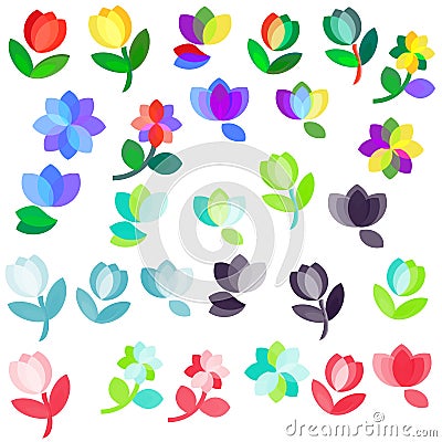 Flowers logo set Vector Illustration