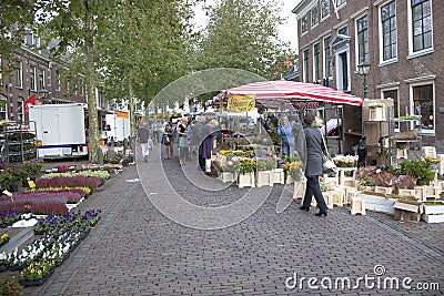 Flowers on the market in Wijk bij Duurstede Editorial Stock Photo