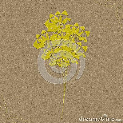 Flowers notepaper texture effect yellow brown illustration Cartoon Illustration