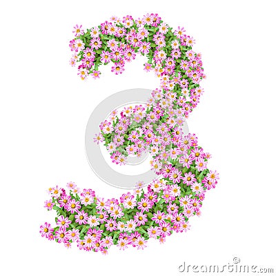 Flowers numbers 3 Stock Photo