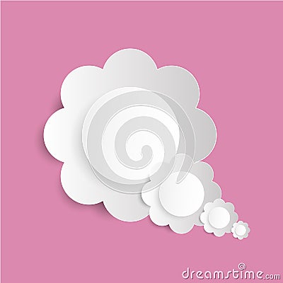 Flowers paper cut on the pink background, dream cloud Vector Illustration