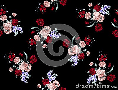 Flowers pattern for textile, wallpaper, pattern fills, covers, surface, print, gift wrap, scrapbooking, decoupage Stock Photo