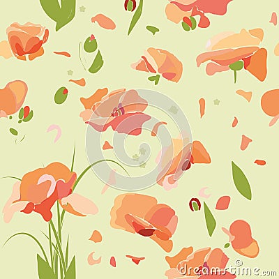 Flowers poppies floral pattern Stock Photo