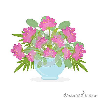 Flowers in pot. Vector Illustration