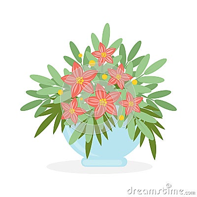 Flowers in pot. Vector Illustration