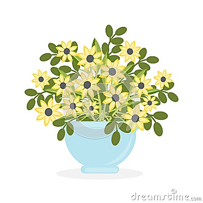 Flowers in pot. Vector Illustration