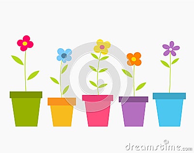Flowers in pots Vector Illustration