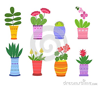 Flowers in pots Vector Illustration