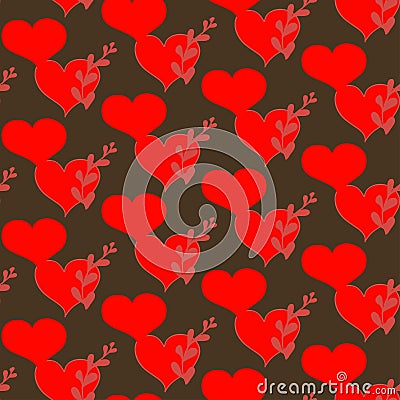 Flowers and red hearts for valentines Vector Illustration