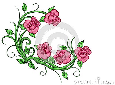 Flowers roses branches Vector Illustration