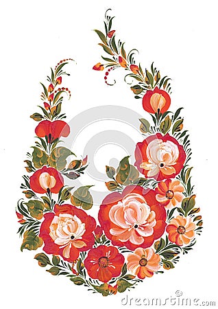 Digital print and Clip art - The Flowers Roses in Russian style Volkhovskaya. Set from 2 format files - 1pdf + 1PNG. Stock Photo