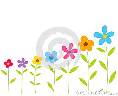 Flowers row Vector Illustration