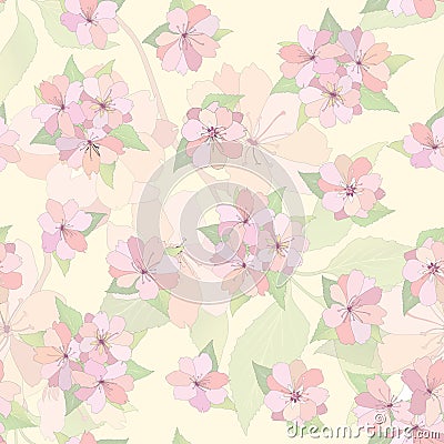 Flowers seamless background. Vector spring texture Stock Photo