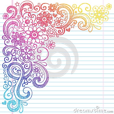 Flowers Sketchy School Notebook Doodles Vector Illustration Vector Illustration