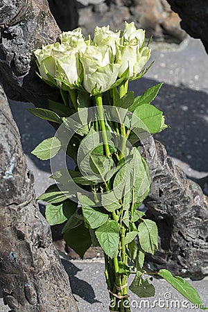 Flowers At The Slavery Monument At Amsterdam The Netherlands 2-7-2021 Stock Photo