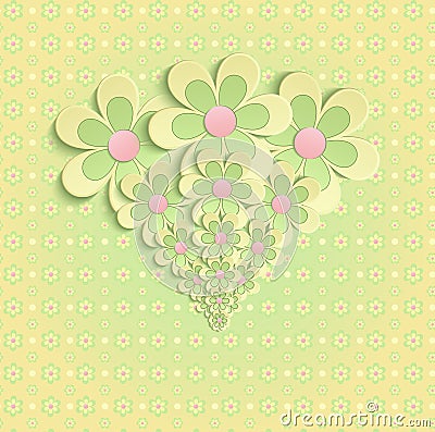 Flowers Spring congratulations greeting card yellow Vector Illustration