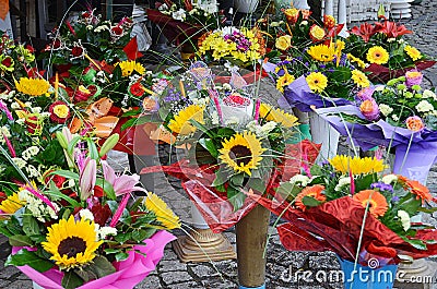 Flowers in street market Stock Photo